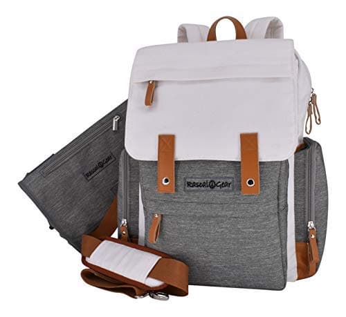 Diaper Bag Backpack or Cross Body Bag - Stroller Straps, Insulated Pockets; Waterproof; Machine Washable; The Heather Bag Comes with Bonus Changing Pad Clutch & Detachable Shoulder Strap