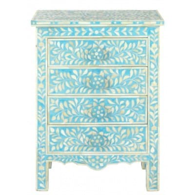 Light Blue Mother of Pearl Bedside Cupboard