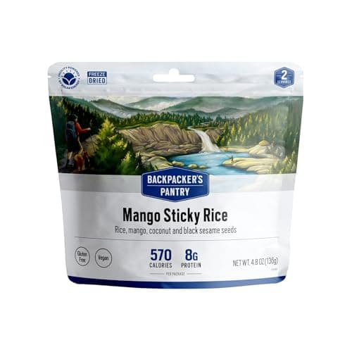 Backpacker's Pantry Mango Sticky Rice | Freeze Dried Backpacking & Camping Food | Emergency Food | 10 Grams of Protein, Vegan, Gluten-Free | 1 Count