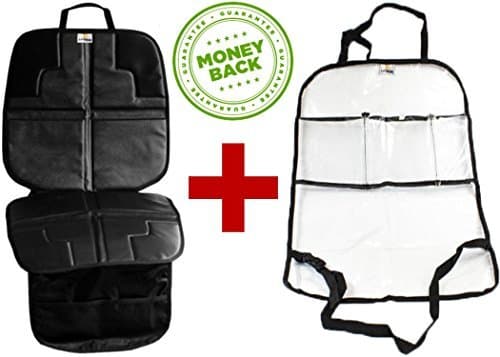The Ultimate Car Seat Protector with Premium Kick Mat and Solid Sun Shade Included, 100% Leak-Proof, Improved Protection for Child, Infant and Baby