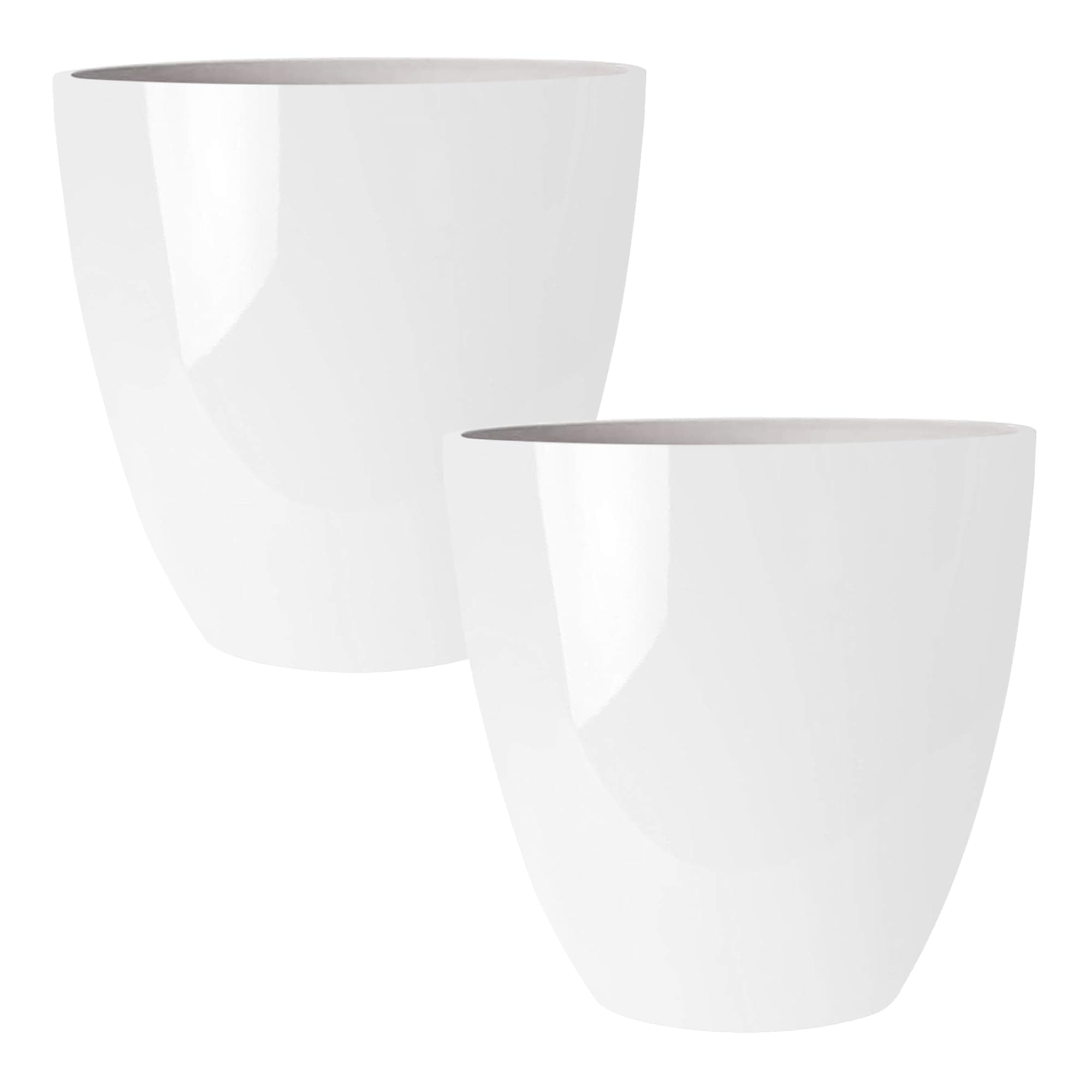 RUBBER BOND Plastic Plant Pots 2 Pack - Modern Indoor/Outdoor Planters for Home Decor - Weather-Resistant Large Flower Pots - Lightweight 12 Inches Tall Planters
