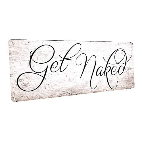 Get Naked Metal Sign, BathDecor