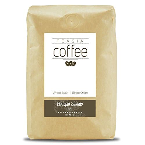 Teasia Coffee, Ethiopia Sidamo, Single Origin, Light Roast, Whole Bean, 2-Pound Bag