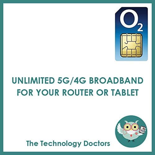 Unlimited O2 5G/4G Data SIM - NO speed caps, fastest available 5G/4G speeds - FREE Roaming in 49 European countries (25Gb data usage each month outside the UK)