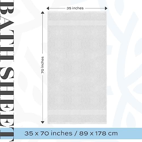 White Classic Luxury Soft Bath Sheet Towels - 650 GSM Cotton Luxury Bath Towels Extra Large 35x70 | Highly Absorbent and Quick Dry | Hotel Collection Extra Large Bath Towels Oversized, Silver, 2 Pack