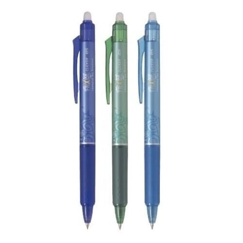 Pilot Frixion Clicker 05 Retractable Roller Ball Pen Extra Fine (Pack of 3 Assorted Colours)