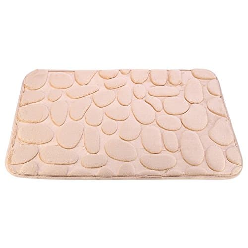 CXP Bathroom Non-Slip Carpet Mat 3D Stone Waterproof Shower Massage Footstep Environmentally Friendly Heat-Resistant to use (Beige)