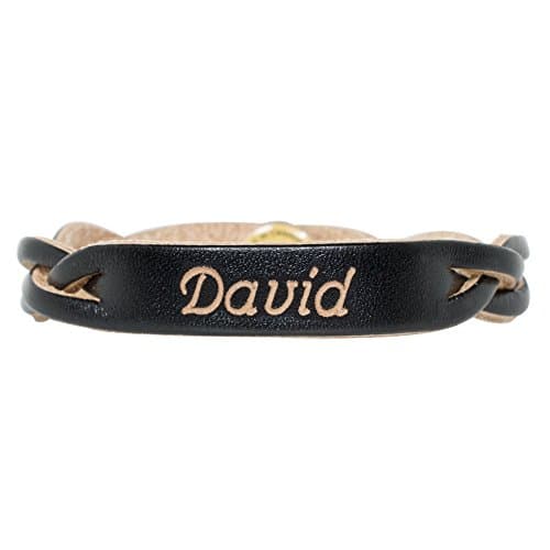Personalized Genuine Leather Braided Bracelet - Black - Free Engraving