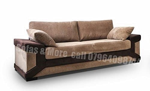 Dino Sofa 3 Seater 2 Seater Formal Back Brown Fabric Leather Jumbo Cord Settee Couch Living Room Modern Style
