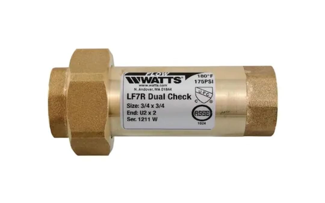 Watts LF7RU2-2 Lead-Free Brass MPT Dual Check Valve, 3/4-Inch, 1-Piece