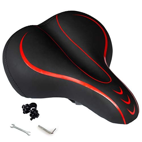 OXYVAN Bike Seat Most Comfortable Universal Replacement Bicycle Seat Cushion Dual Shock Absorbing Ball Wide Bicycle Saddle for Men Women, Red