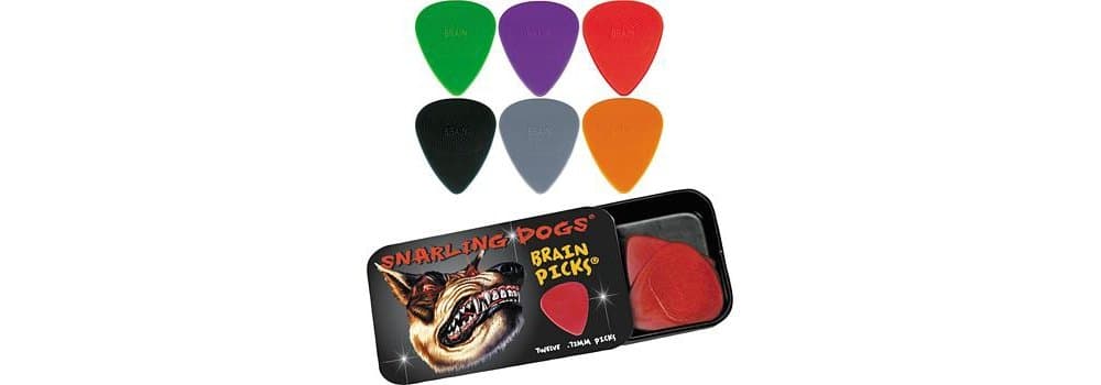 Snarling Dogs Brain Guitar Picks and Tin Box 1 Dozen 1.14 mm