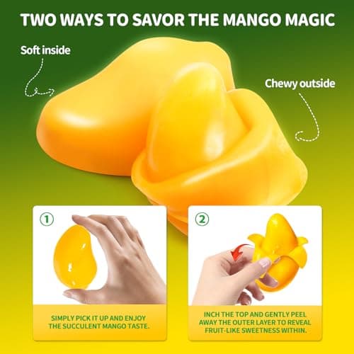 Amos Peelerz Mango Gummy Candy, Peelable Mango Gummy Candy, Resealable 2.19oz Bag (Pack of 8)