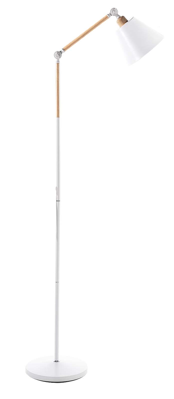 Metal Floor Lamp, Modern Reading Lighting, Adjustable Standing Lamp with Heavy Metal Based, 9W LED Bulb for Living Room, Bedroom, Office or Study Room (White)