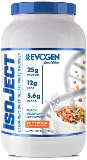 Evogen Isoject - Whey Protein Isolate | Ultra-Pure Whey Protein Powder with Ignitor Enzymes, BCAAs, and EAAs | Enhanced Absorption & Recovery | Fruity Cereal | 26 Servings