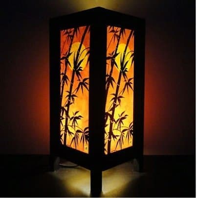 Thai Vintage Handmade Asian Oriental Bamboo Sunset Bedside Table Light or Floor Wood Paper Lamp Shades Home Bedroom Garden Decor Modern Design from Thailand