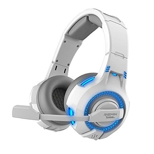 G958S White Blue, 3.5mm + USB Plug, Blue LED Lights, Headsets, Headphones, Earphones With Noise Cancelling & Volume Control