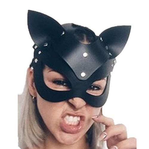 Timefoxy Adjustable Leather Studded Cat Mask Custumes Accessories for Party