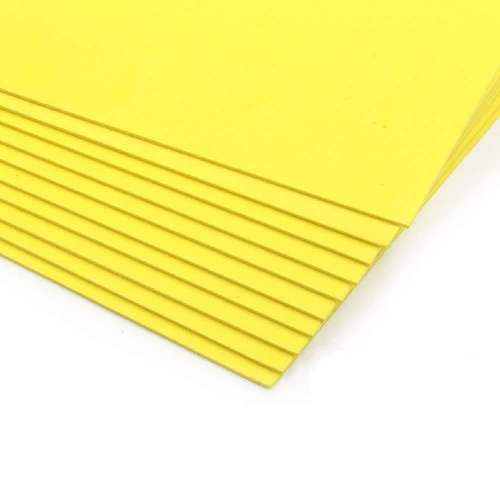 Pack 10 A4 Foam Craft Sheets EVA Sponge Paper 2mm for Children DIY Crafts Decorations (Yellow)
