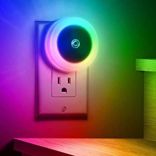 Briignite Night Light for Kids, Dynamic RGB Night Lights Color Changing, Nightlight with Light Sensors, Kids Night Lights for Bedroom, Plug in Nightlight for Boys, Girl Night Light, 2 Pack
