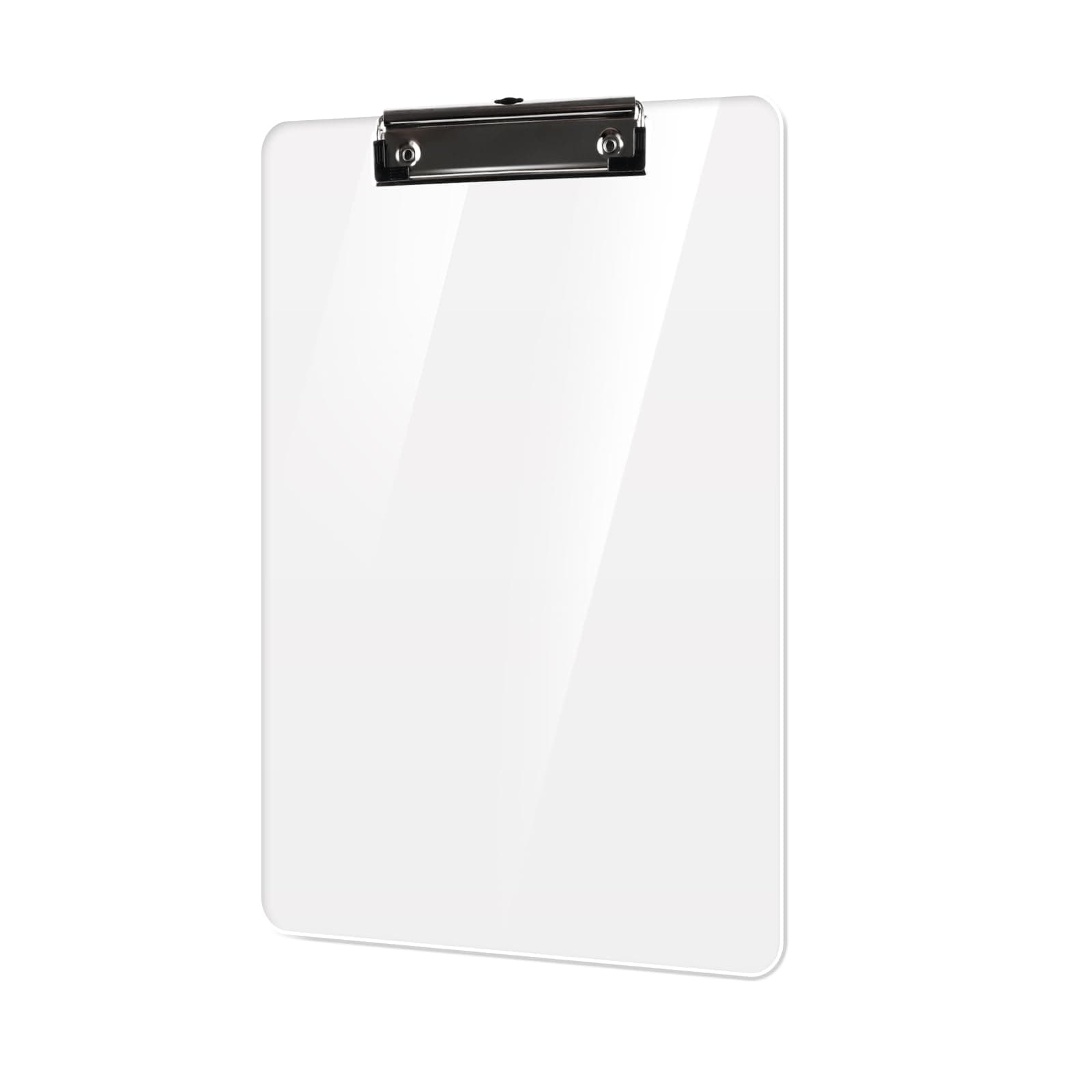 Macroclo Plastic Clipboards, A4 Acrylic Clear Board 8.5x11 for Classroom, Students, Transparent Letter Size 9" x 12.5" with Low Profile Clip, Office & School Supply