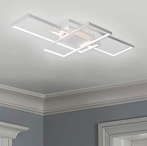 White Square LED Light Ceiling Lamp Chandelier Lighting Fixture 35" Wide 22" Deep 3" High, Warm White 3000K