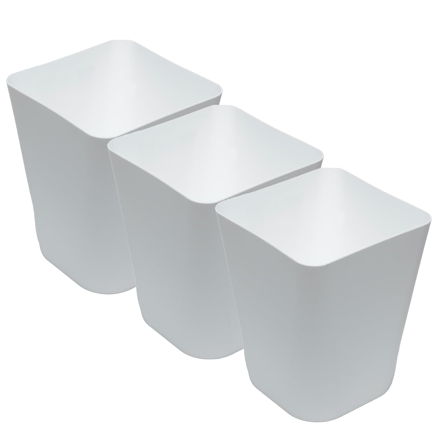 Gluman Open-Top Waste Bin for Home and Office | Durable & Long-lasting |High Grade Plastic | Conveniently Small and Portable Size |7 Litre Bin (Grey (Pack of 3))