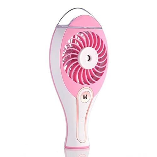 CUQ 2 in 1 Handheld USB Rechargeable Misting Fan with Personal Cooling Mist Humidifier Portable Mini Misting Cooling Fan for Home Office and Travel (pink)