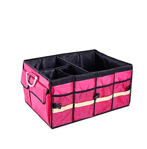 TOCHENG Foldable Car Trunk Cargo Organizer Non-Slip Waterproof Backseat Storage Container with Handles for Vans, SUV, Cars, Trucks, Kids Toy Organizers, Pink