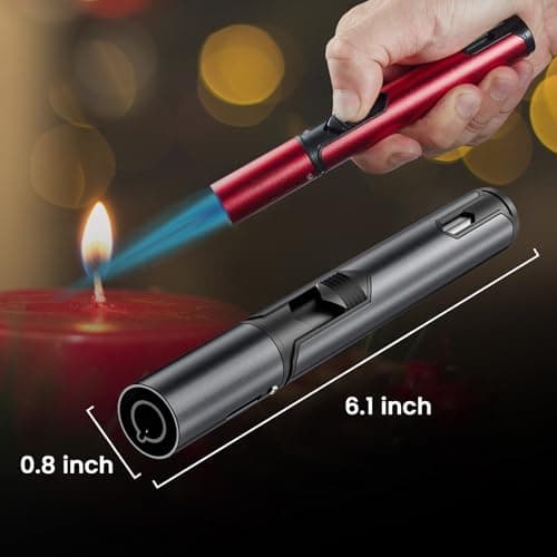 Urgrette 5 Pack Butane Torch Lighter, 6-inch Refillable Pen Lighter Jet Flame Butane Lighter for Grill BBQ Candle (Gas Not Included)