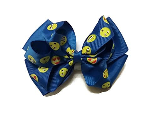 Cute Emoji Hair Bow (Blue)