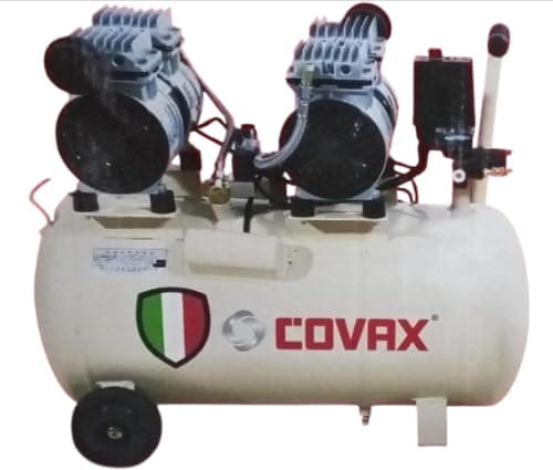 – Silent Air Compressor with Double Head and Air Inflator Gauge Kit, 550W, 50L