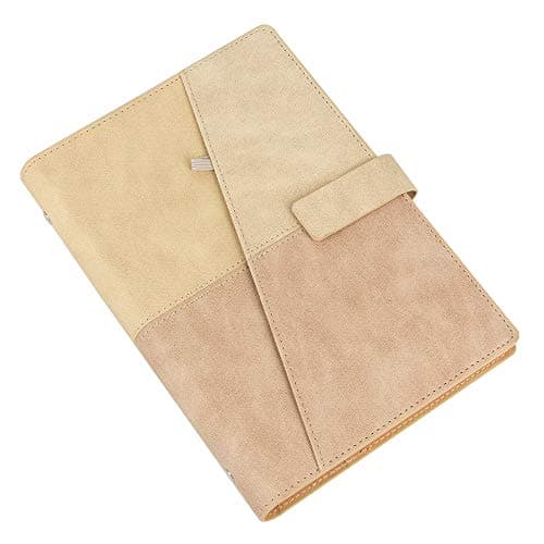 CYOS Wirebound Journal for Women A5 Size Double-Spiral Binding Soft Cover Spiral Bound Notebook Lined Travel Journal with Pen Holder Magnetic Buckle (Tan & Pink)