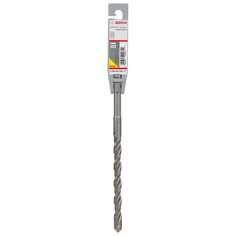 Bosch 2608831033 "SDS Plus-3" Hammer Drill Bit, 0 V, Grey, 12 x 150 x 210 mm
