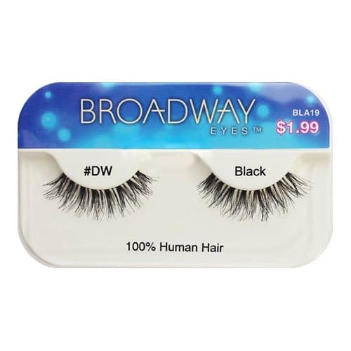 Broadway Eyes False Strip Eyelashes 100% Human Hair Black #DW, BLA19 (2 Pack)