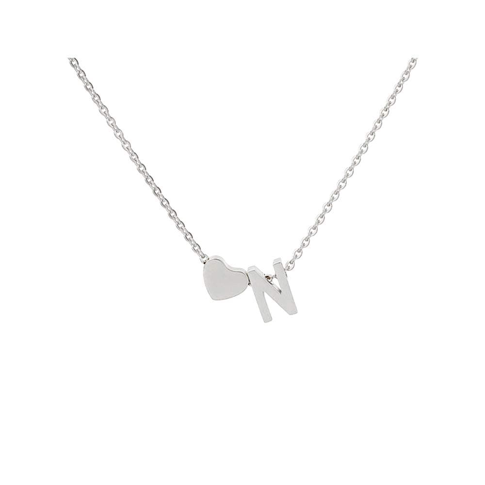 WLL Tiny Heart Initial Necklace for Women Teen Dainty Silver Heart Letter A-Z Necklace Personalized Monogram Name Necklaces Easter Gifts for Women