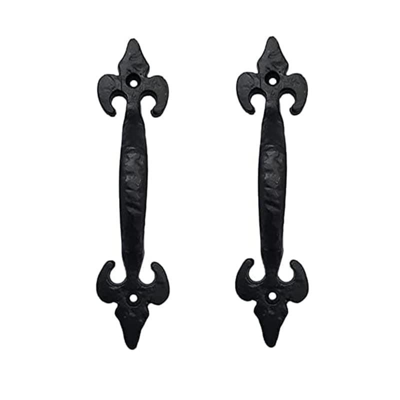 "Nethaniah Antique Cast Iron Cabinet Pull Handles (6.1" x 2 Pack, Matte Black) for Vintage Wooden Barn Doors, Gates, Closets, Furniture, Drawers, Cupboards, Wardrobes and Sheds