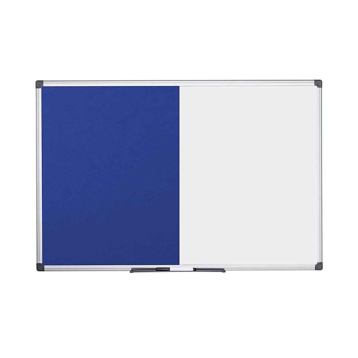 Bi-Office Combination Board Maya, Blue Felt/Magnetic, Aluminium Frame, 120 x 90 cm
