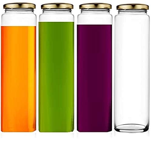 Ash & Roh® - Clear Glass Jar and Container with Air Tight Lid Storage of Spices and Dry Fruit (400 ML Silver Bamboo, 4)