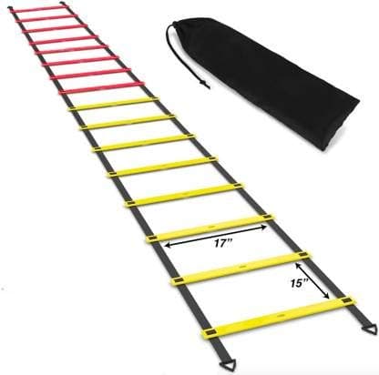 VICTORY Agility Ladder 5 Meter Speed Training Ladder with 10 Adjustable Rungs Speed Training Ladder for Men and Women Ideal for Soccer, Football & Sports Training with Heavy Duty Carry Bag (Yellow)