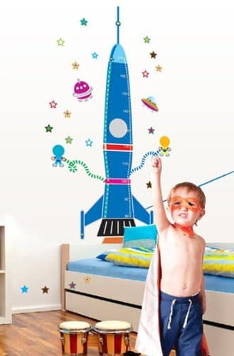 Space Rocket Growth Chart Wall Decal/ Outer Space Wall Decal/