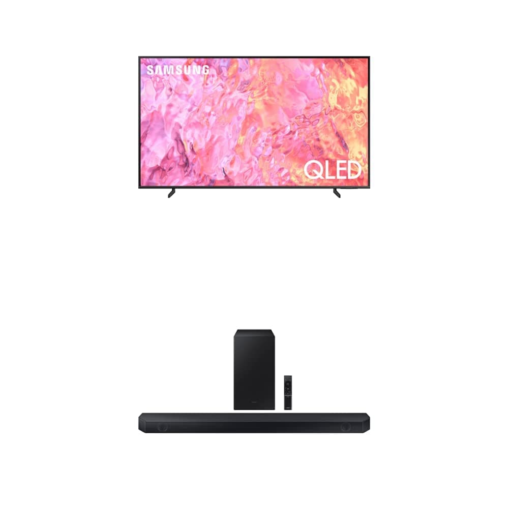 SAMSUNG 50-Inch Class QLED 4K Q60C Series Quantum HDR, Dual LED, Object Tracking Sound Lite, (QN50Q60C, 2023 Model) HW-Q60C 3.1ch Soundbar w/Dolby Audio, (Newest Model)