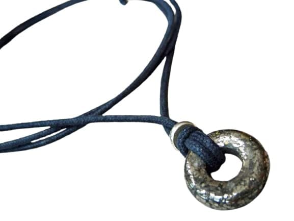 Stone Circle Necklace - Adjustable Cotton or Leather Cord