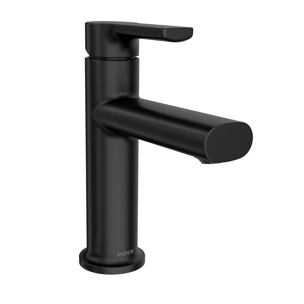 Meena Matte Black One-Handle Single Hole Modern Bathroom Sink Faucet with Optional Deckplate and Drain Assembly, 84794BL
