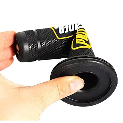 PROTAPER Motorcycle Handle Grips, 7/8 inch, Non-Slip Dirt Bike Handlebar Grips, Black and Red (Black Yellow, 7/8'' Left +1'' Right)