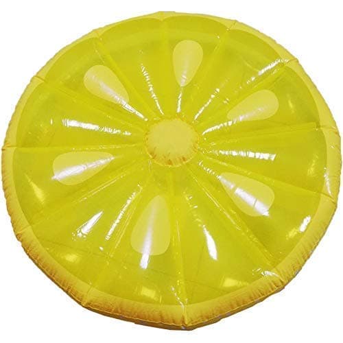 Rexco 2007258 Inflatable Large Lemon Yellow Full Round Slice Fruit Island Beach Float Lounger Swimming Pool Jumbo Air Mat Water Sports Fun Toy Raft Lilo