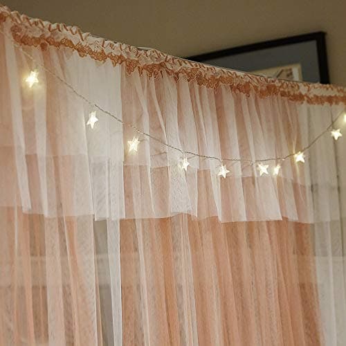 Joyreap Luxury 4 Corners Post Canopy Bed Curtains - Coral & White Cozy Drape Netting - Cute Princess Bedroom Decoration Accessories(Reddish Brown, 47" W x 78" L, Twin)
