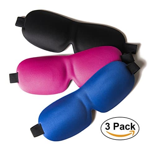 Sleeping Mask Pack of 3, Light and Soft, 3D Contoured Eye Mask for Sleep, Black/Blue/Pink