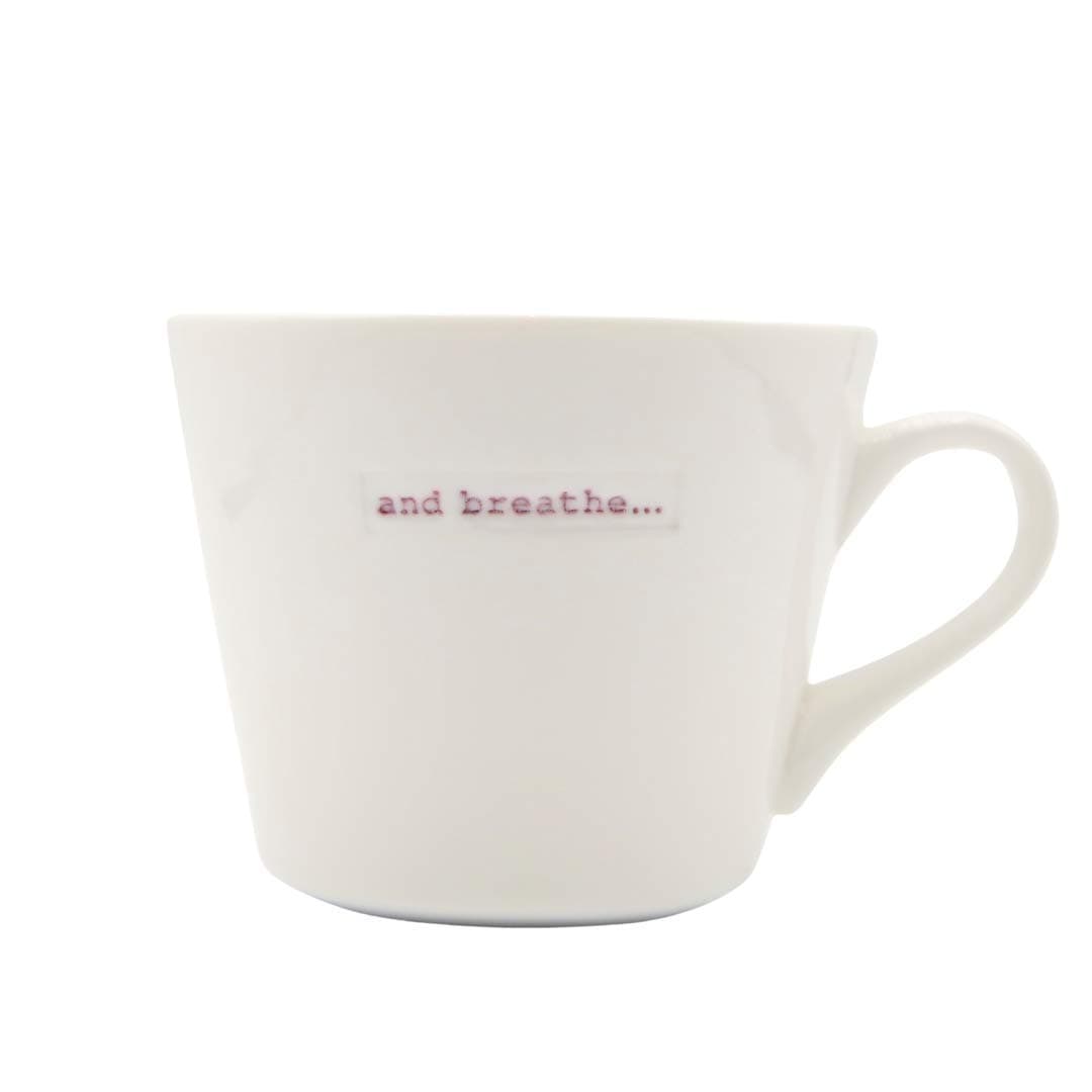 Keith Brymer Jones - Word Range - Standard Ceramic White Mug - and Breathe... - 350ml - Gift Boxed