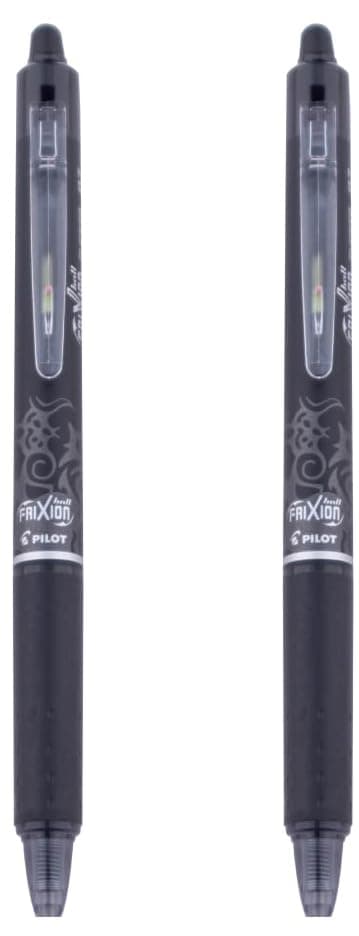 Pilot Frixion Clicker 0.7mm Fine Point Roller Ball Pen with Comfortable Dimpled Grip & Inbuild Eraser | Black Ink, Pack Of 6